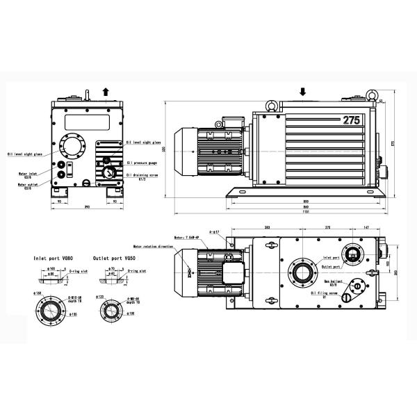DRV275 300m3/H Rotary Vacuum Pump Mechanical Vacuum Pump Optical Coating Use