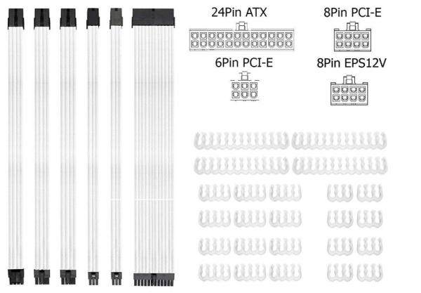 24 PCS Cable Comb PC 24p*4, 8P*12, 6P*8 Cable Comb Kit for sleeved Power Supply  Cable Holder Organiser (Black)