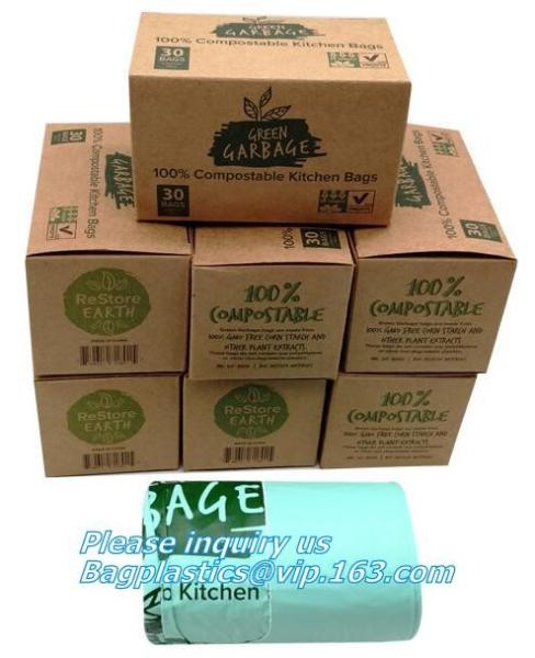 100% Biodegradable and compostable plastic kitchen garbage bag, compost kitchen plastic trash compactor bags