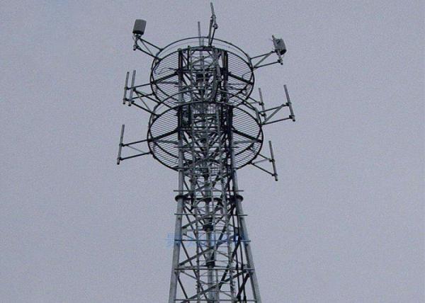 AWS D1.1 Silver Mobile Telecom Tower 50m Height Arc Welding ISO Certificated