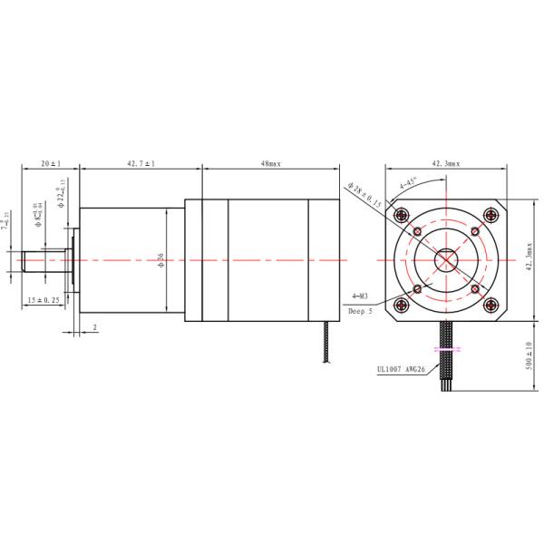 NEMA 2.77V 17 42x42x48mm зацепил участок одобренное RoHS Stepper мотора 2