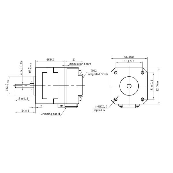 Nema 17 42BYGH872 4.5Kg.Cm мотор 1,8 градусов интегрированный Stepper с водителем