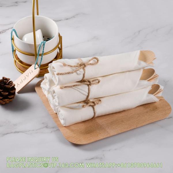 Pre Rolled Bamboo Cutlery Pack Bamboo Utensils (6.7 25 Forks 25 Spoons 25 Knives 25 Napkins) Compostable Flatware