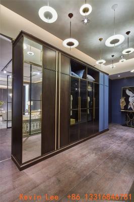 Custom made wardrobe closet built in cabinets open door Armoire with Mirror stand by Metal handle for hotel and villa