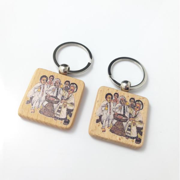 Natural Wooden Name Keychain Badge Blank With Split Ring Personalized