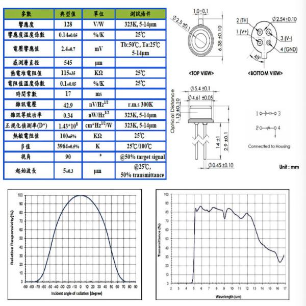 OTP-638D2 TO-46 SMD Ceramic Capacitor Infrared Front Temperature Sensor OTP638D2