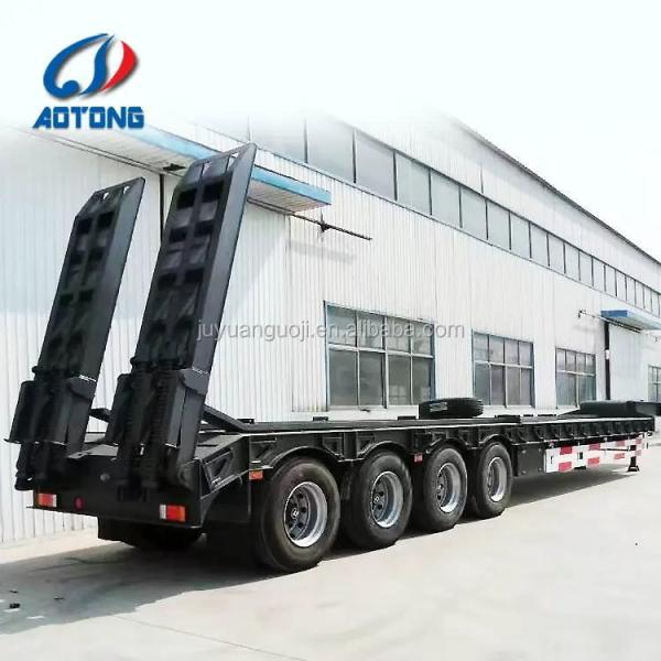 60ton Max Payload 3 Axles Gooseneck Lowbed Truck Trailers for Excavator Transportation