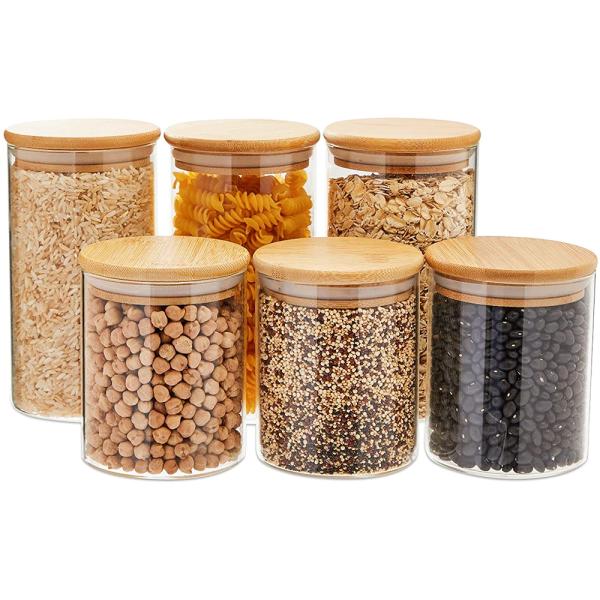 Mildewproof Custom Wood Lids Cereals Biscuits Storage Jars Home Kitchen Use
