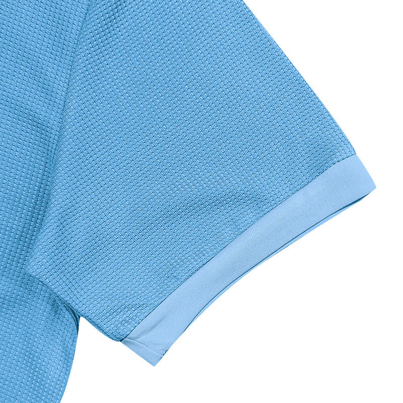 Men's Textured Mesh Knit Polo Shirt with Classic Collar and Breathable Fabric