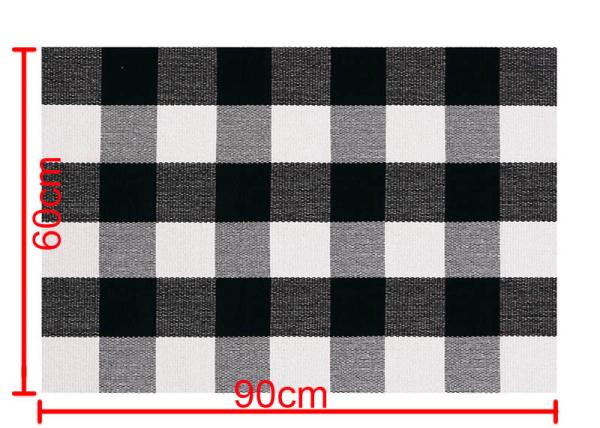 60*90 Cm Cotton And Linen Black And White Plaid Mat , Woven Outdoor Porch Mats
