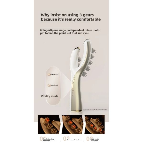 Waterproof Electric Head Scalp Massager with Gentle Massage and Red Blue Light Therapy for Improved Scalp Health