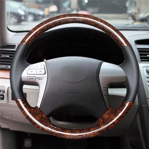 MEWANT For Toyota Highlander Camry Provide the Handmade Sewing Carbon Fiber Suede Leather 3D Steering Wheel Covers