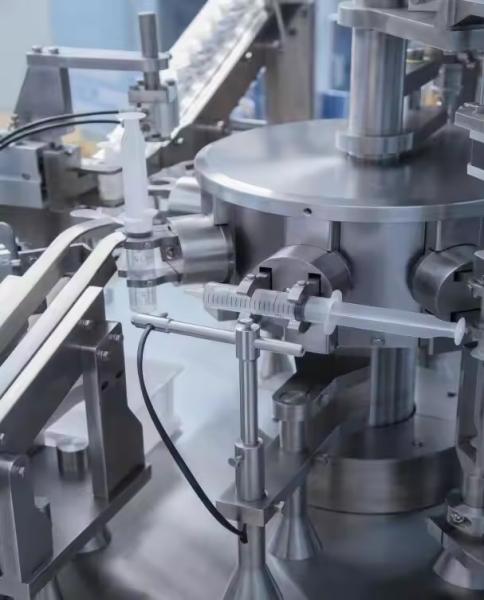 PLC Controlled Syringe Filling Machine With Stainless Steel Structure For Pharmaceutical Industry
