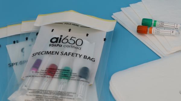 Sacos de amostra de plástico de risco biológico de 95 kPa branco Tubos de coleta de sangue a vácuo
