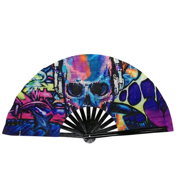 Hombres de las mujeres de bambú y festival de nylon del fan de la mano del plegamiento del paño para el partido