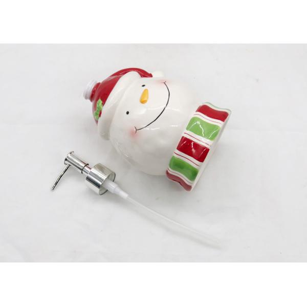 Snowman Christmas Soap Dispenser , Cute Ceramic Lotion Dispenser Pump