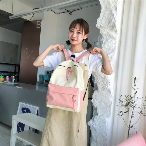 Japanese girls' academic style, mori literature and art backpack, simple canvas bag, leisure travel backpack