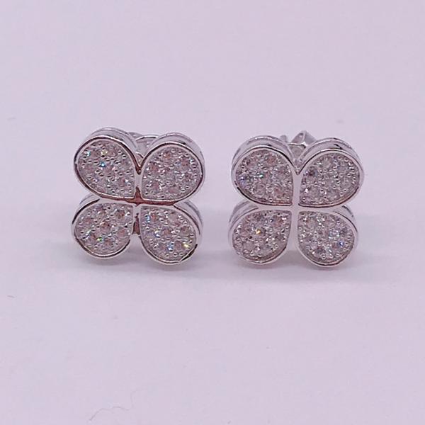 New Arrival Cute Brass Jewelry Earring Party Gift Fashion Crystal Four Leaf Clover Stud Earrings For Women