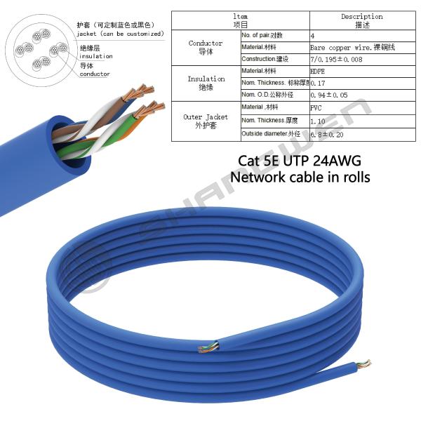 Cat5E 24awg UTP 24awg 4 Par Cat5e Lan Cable OEM Cables de cobre desnudo cable Ethernet UTP