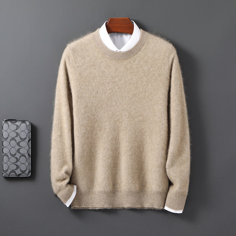 Men's 100% Wool Pullover Knit Sweater - Breathable 12 GG for Autumn Winter