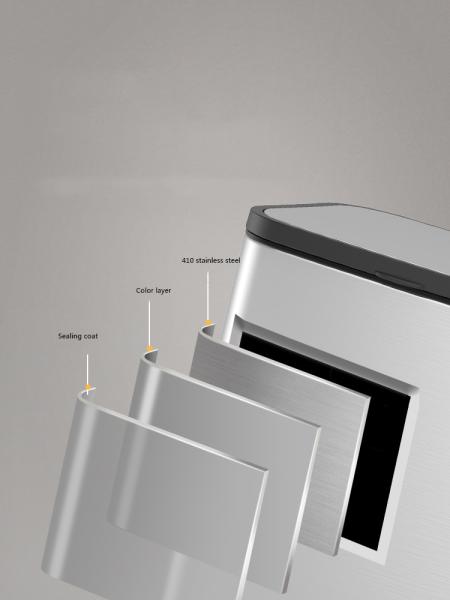 Manufacturers Direct Sale Silver Square 20l Metal Bucket Metal Ring Powder Coated Household Stainless Steel Trash Can