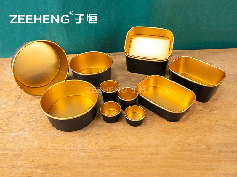 Premium Black Gold Foil Leakproof Food Grade Gold Paper Bowl with Matching PP PET Lid