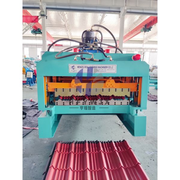 PLC Controlled 1020 Glazed Tile Cold Roll Forming Machine 16 Rows Gear Drive System