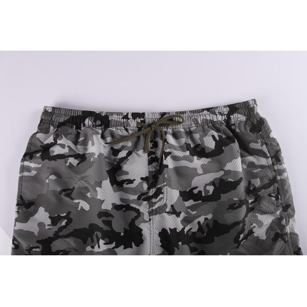 Olive Camouflage Mens Elastic Waist Board Shorts