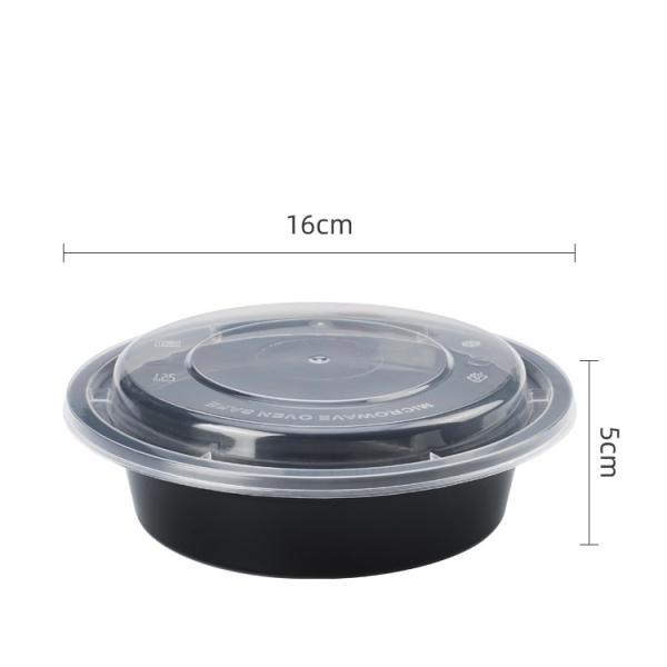 Initial Payment Disposable PP Plastic Takeaway Food Container PP Black Bowl with Lid