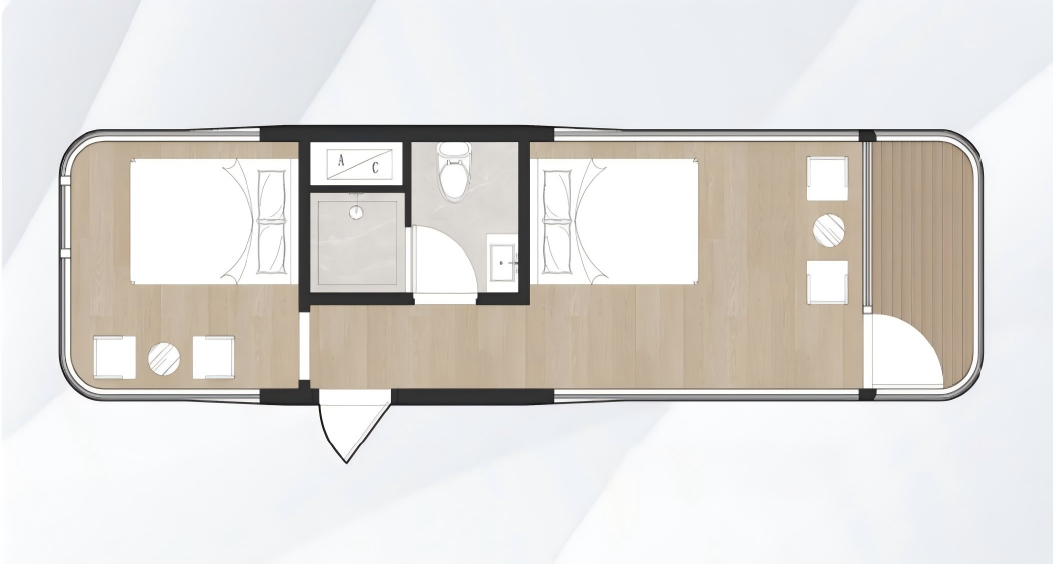 Luxurious 38m² Mobile Space Capsule House with Panoramic Balcony & 2 Bedrooms - Galvanized Steel Frame Prefab Tiny Home