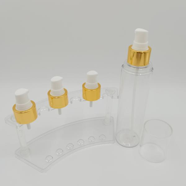 24/410 PP Cream Pump Dispenser Gold Shiny Aluminum Cover