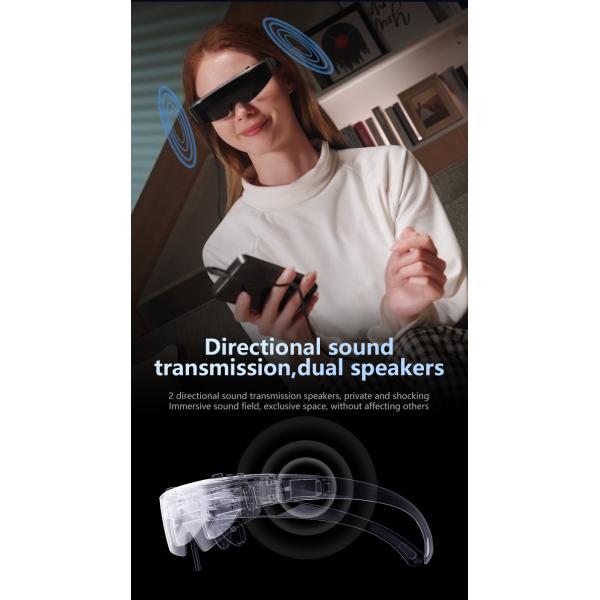 1080P OLED 43° FOV 1800 Nits AR Smart Glasses 0~-600° Dioptor HMD 3D Glasses With USB-C