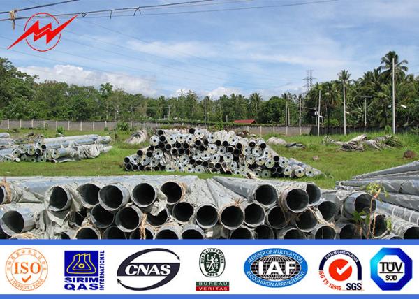 65ft 2 Sections Hot Dip Galvanized Electrical Power Pole With Arms