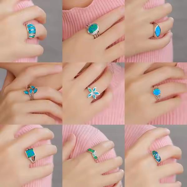 Natural Gemstone Quartz Adjustable Sterling Opal Jewelry 925 Sterling Silver ring