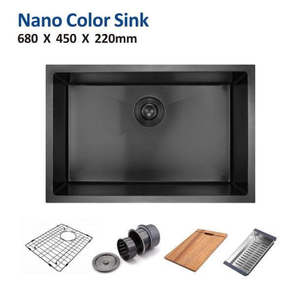68x45 Coloured Stainless Steel Sink , 26 3/4 Black Brushed Undermount Kitchen Sink