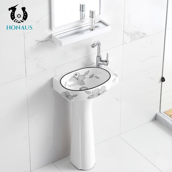 Chinese Style Bathroom Full Pedestal Wash Basin With Mirror Best Ceramic Two Piece