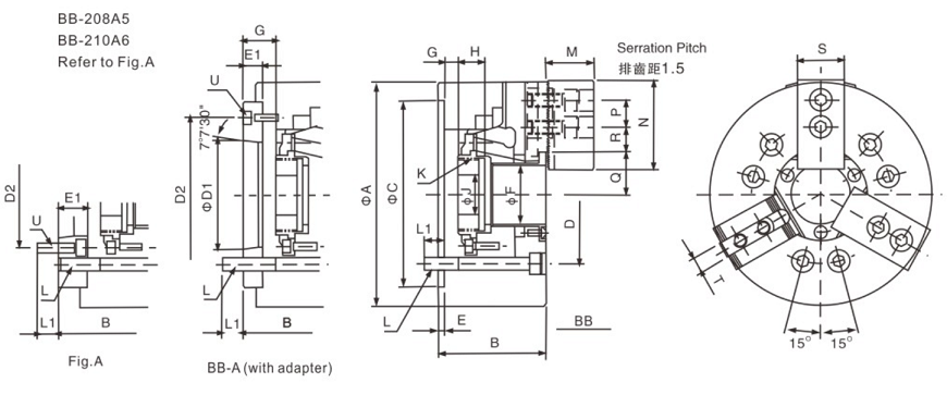 3-JAW EXTRA THROUGH HOLE POWER CHUCK