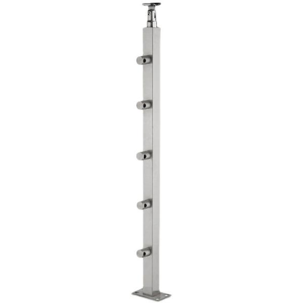 304 Stainless Steel Villa Flooring Mounted Column Bridge Staircase with Glass Handrail