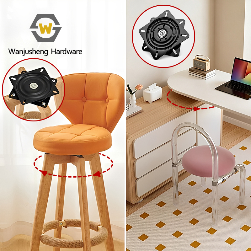 Thickened Heavy-Duty Full Ball Square Swivel Plate Steel Universal Rotating Base Chair Display Stand Dining Kitchen Furniture