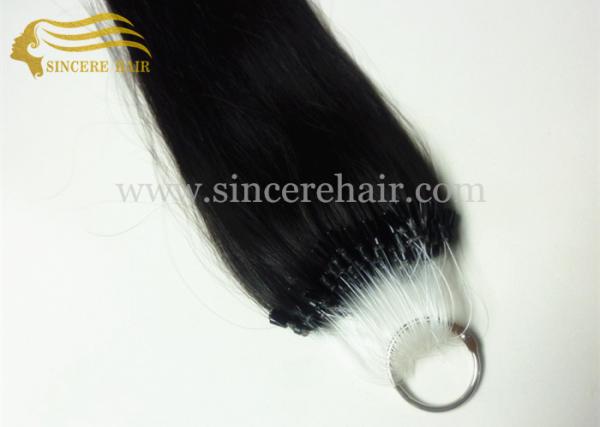 20 Micro Ring Hair Extensions - 50 CM Jet Black Micro Ring Loop Hair Extensions 1.0 G / Strand For Sale