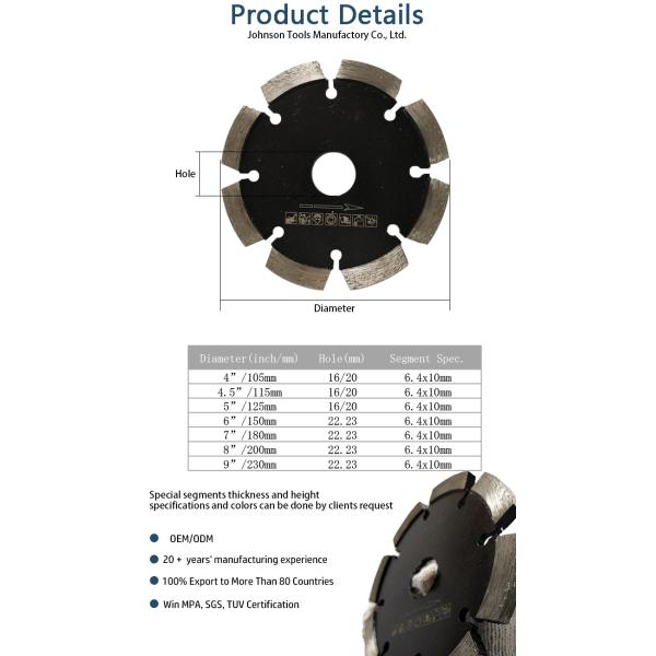 GB 105mm Laser Welded Tuck Point Diamond Blades For Hard Material Cutting