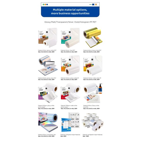 Vinyl Sticker Holographic Easy Adhesion Waterproof Inkjet Printable Die Cut Self-Adhesive Paper