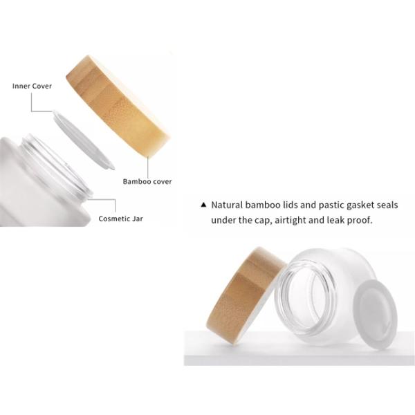 Luxury Cream Frosted Glass Cosmetic Jar 15g With Wooden Lids 42cm Wide