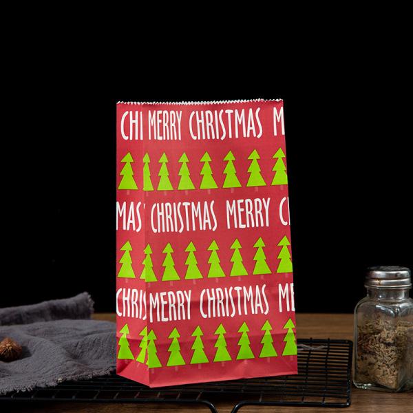 Christmas Printing Bio-degradable Kraft Paper Bag for Food Grade Eco-friendly Packaging