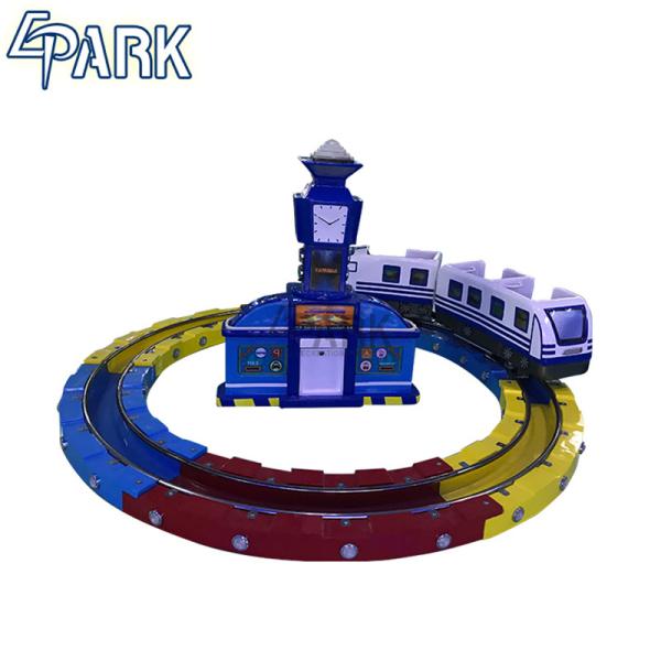 Theme park coin operated track railway train EPARK  cost effective electric kids amusement ride on machine