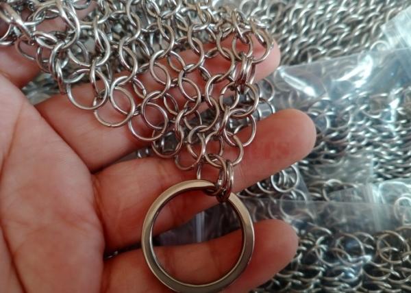 High Grade Metal Chain Mail Pot Scrubber 4×4inch Anticorrosive