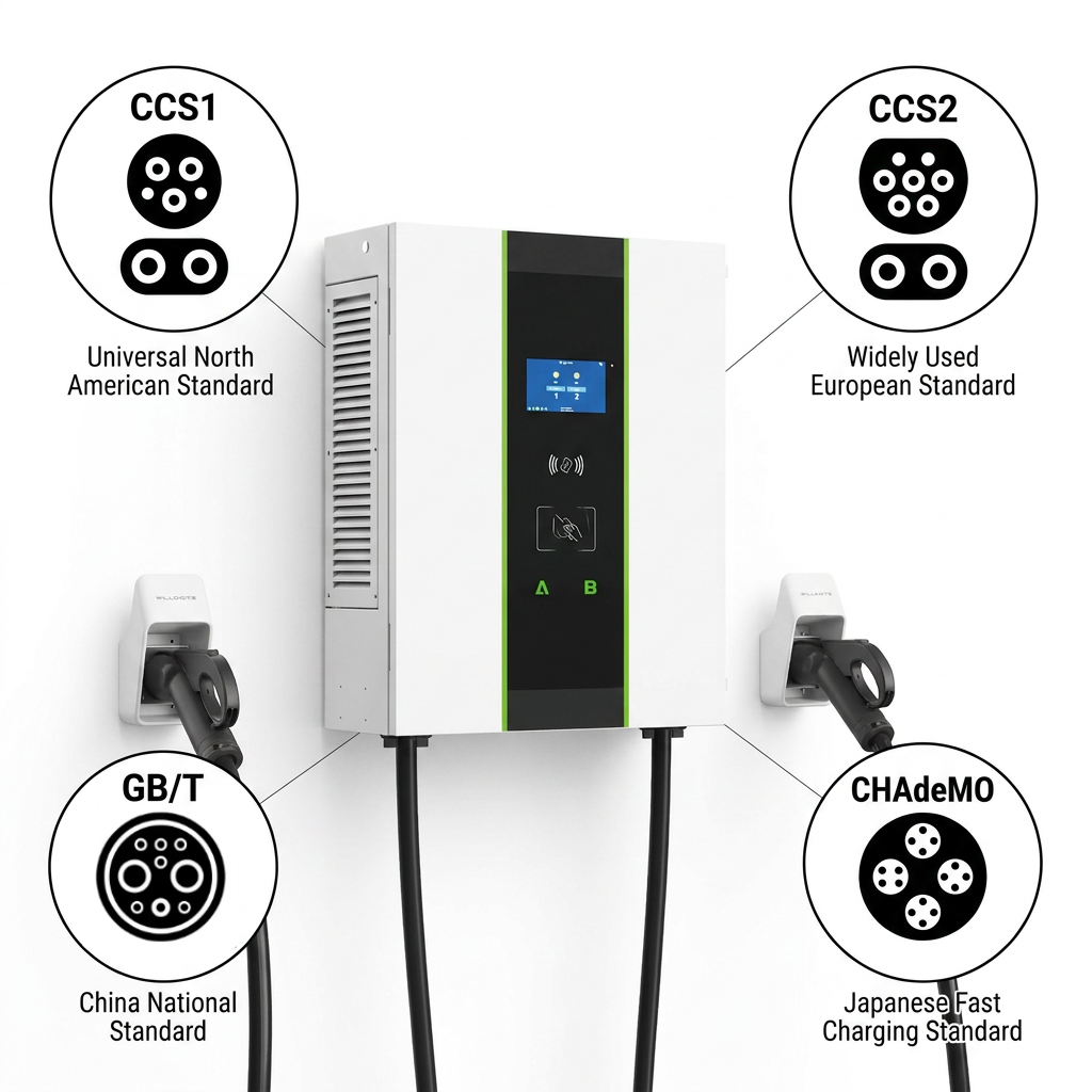 40kW 60kW DC Fast EV Charging Station Dual Gun CCS1 CCS2 GB/T CHAdeMO OCPP