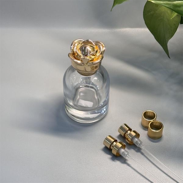 Couvercle de parfum Gold Rose Zamak et couvercles de bouteille personnalisés pour emballage de parfum de luxe