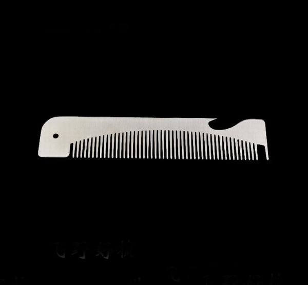 Custom cool innovative men gift, engrave logo stainless steel unique design long barber beard comb bottle opener