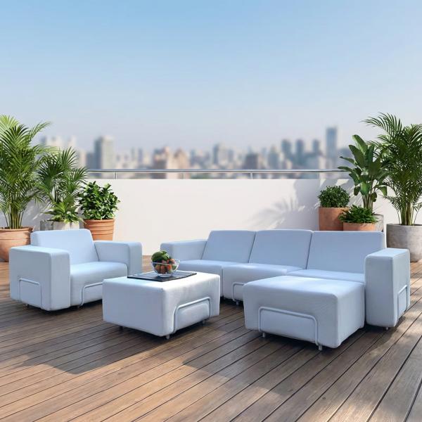 Modern Design Outdoor Garden Sofa Set Steel Frame Eco-Friendly Weatherproof Fabric for Patio Home Villa Courtyard Hotel Use
